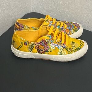 Superga Canary Mustard Yellow Gold Tennis Embroidered Shoe Size 6.5